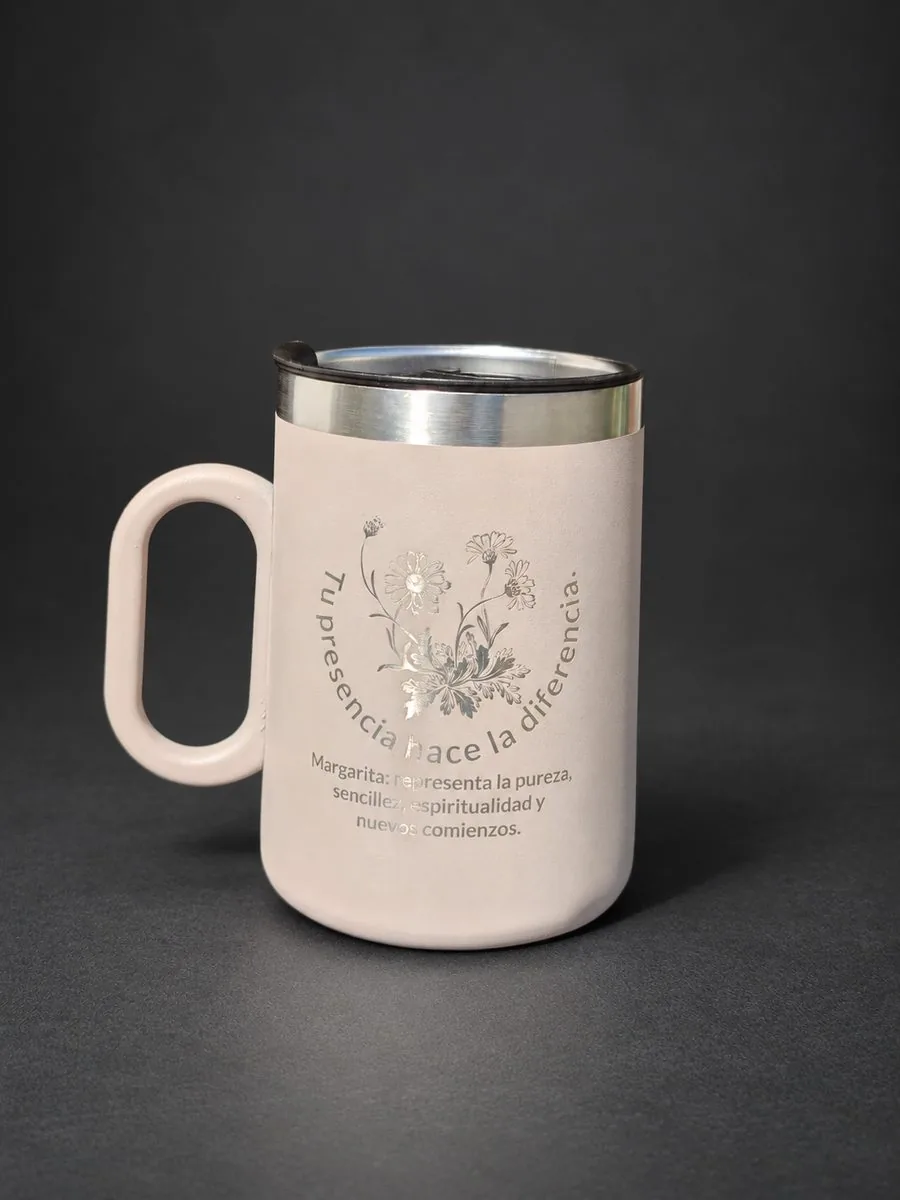 Laser engraved metal travel mug with Virginia cardinal design