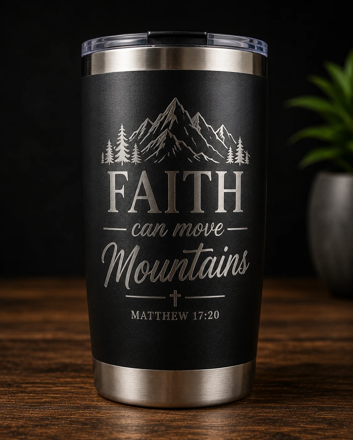 Custom laser engraved tumbler with V Imprint Designs logo